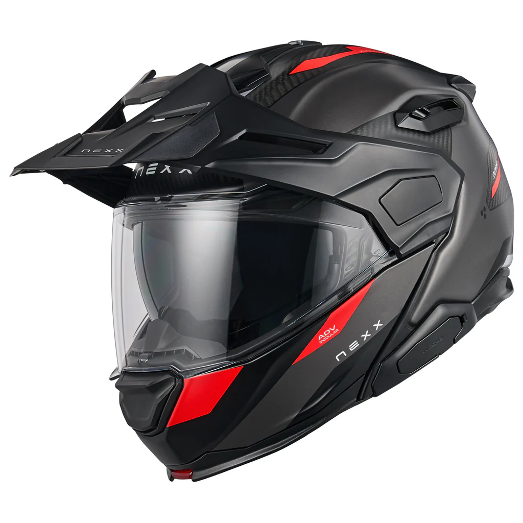 Nexx X.Lifecountry Terra Carbon Modular Helmet - Matte Gray/Red
