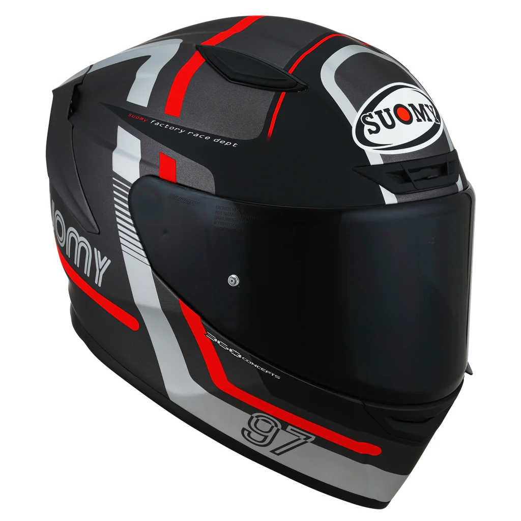 Suomy Track-1 Helmet - 97 Gunmetal/Red